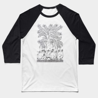 Nature wall art, line art, Black and white, Rajasthani art, Phad painting Baseball T-Shirt